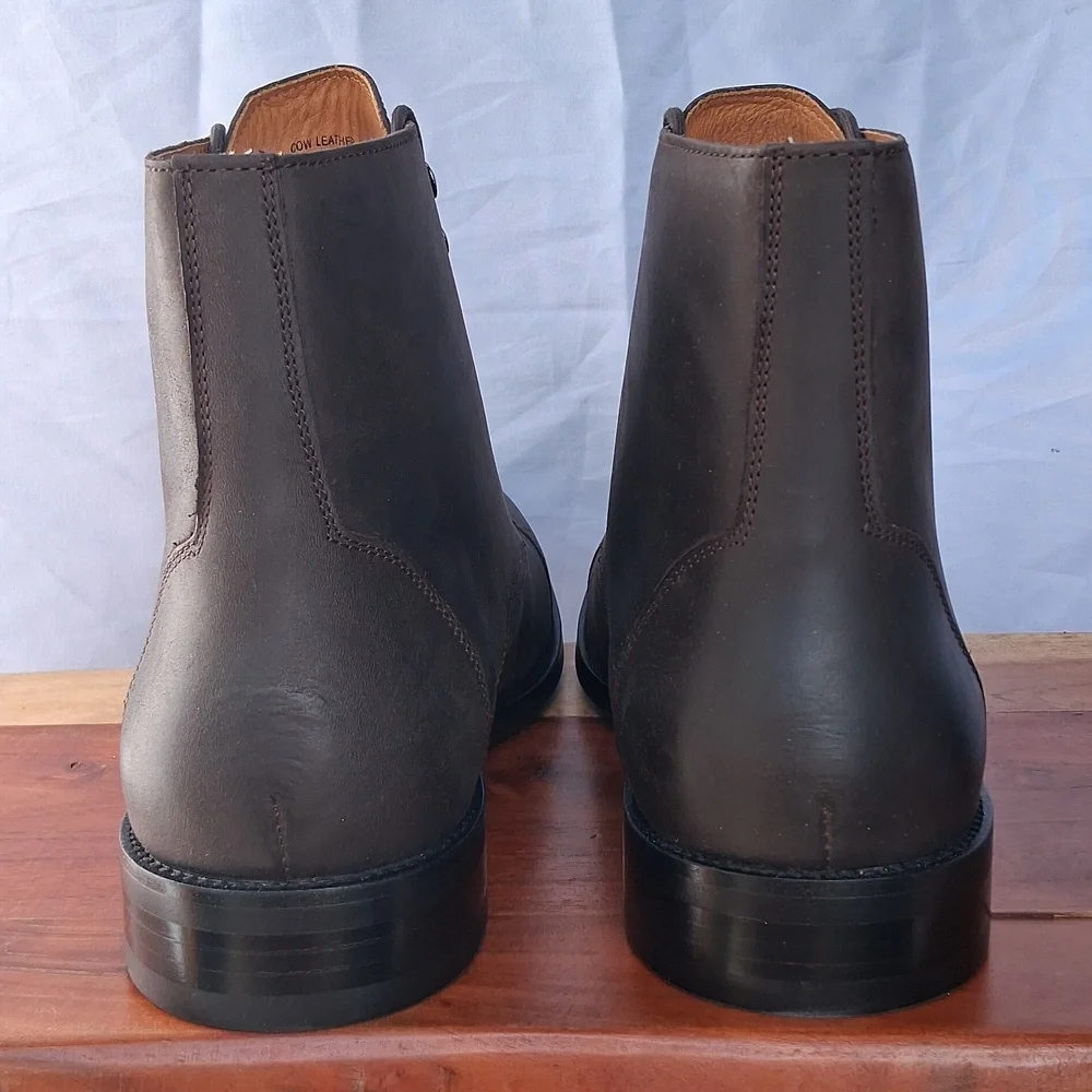 Quince Crafted Leather Cap Toe Lace Up Boots Brunette 10.5